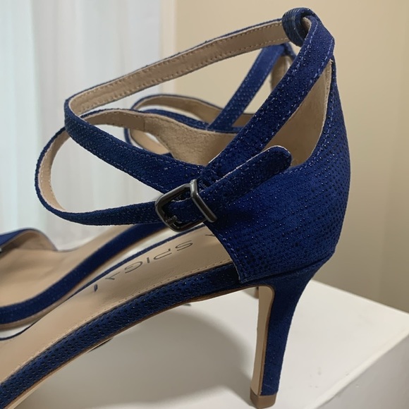 Via Spiga NIB Leesa Lapis Leather Suede Crisscross Ankle Open Toe Party Heels 8M - Picture 9 of 17